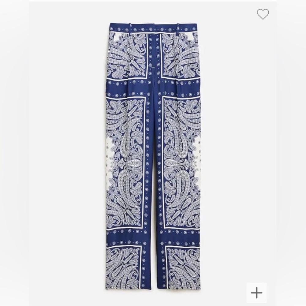 J.CREW Collection straight-leg drapey cupro-blend pant paisley scarf print.
